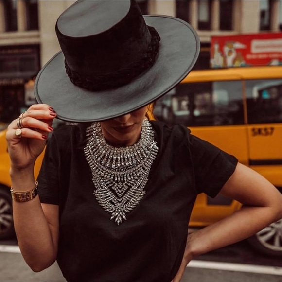 ASN The Coffee Tobacco Faux Leather Cordobés Hat Braided Trim Dark Brown Medium - Picture 8 of 9